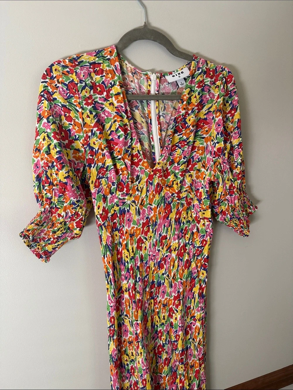 Rixo Floral V-Neck Maxi Dress in Multicolor - Picture 1 of 3
